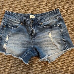 O'Neill Blue Jean Shorts Distressed Raw Hem